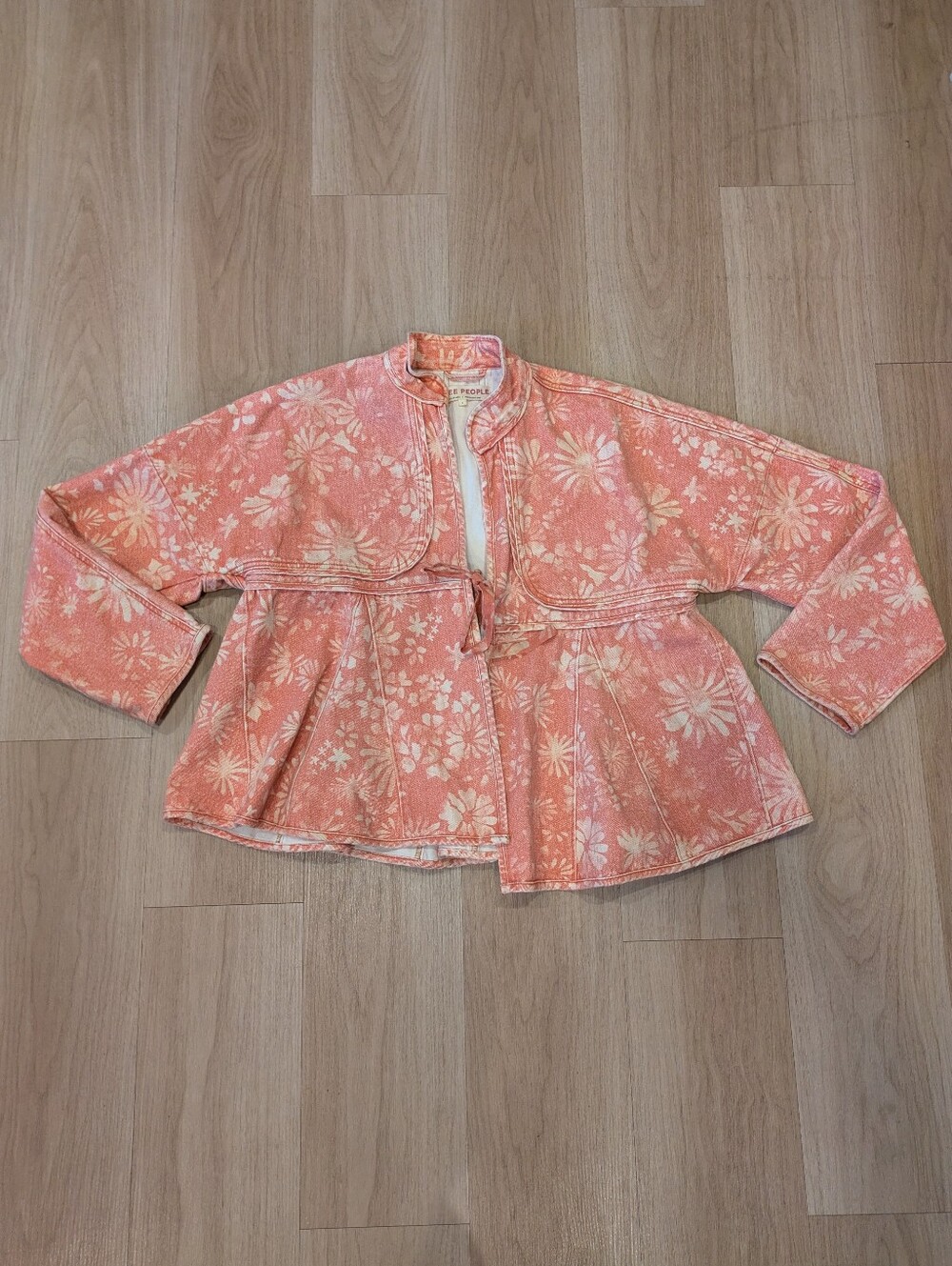 Free People Lua Bed Oversized Floral Jacket With Front Tie Size S